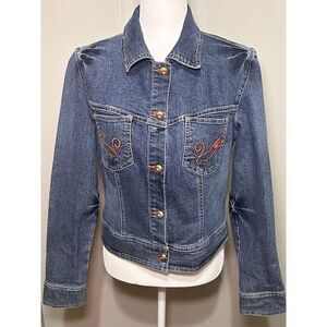 Fubu Classics Crop Denim Jacket Juniors Size L Large Y2K?